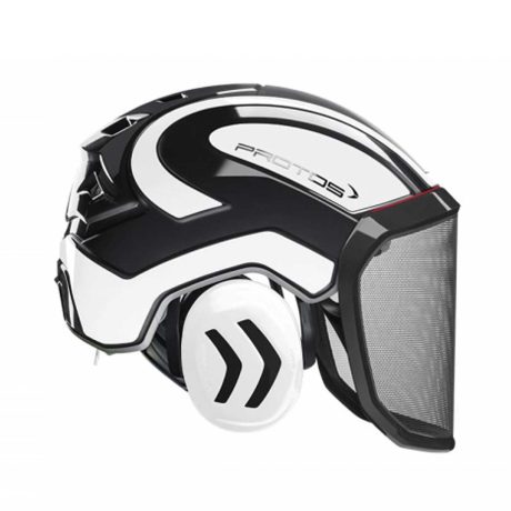 Protos Integral Forest Forsthelm schwarz-weiß mit Metall Visier F39 Farbe 319