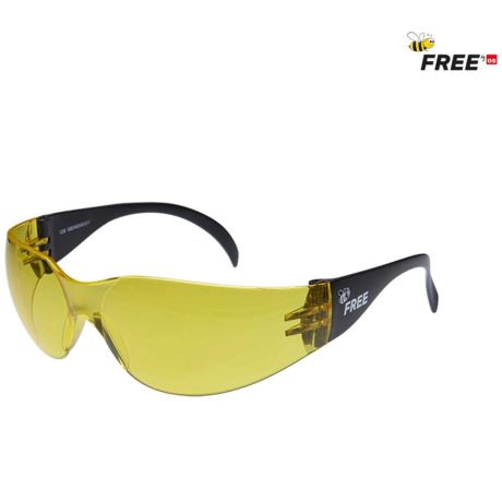 Free Safety Glasses gelb, Schutzbrille mit Nasenbügel und gelber antibeschlag Polycarbonatscheibe, schützt vor schädlichen UV Strahlen. EN166