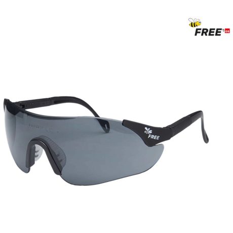 Free Safety Glasses grau, Schutzbrille mit Nasenbügel und dunkler antibeschlag Polycarbonatscheibe, schützt vor schädlichen UV Strahlen. EN166