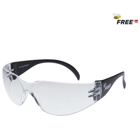 Free Safety Glasses klar, Schutzbrille mit Nasenbügel und klarer antibeschlag Polycarbonatscheibe, schützt vor schädlichen UV Strahlen. EN166